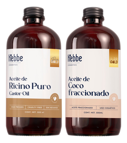 Aceite De Ricino Puro + Aceite De Coco Líquido 500 Ml