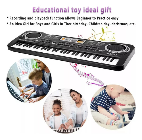 Teclado Musical Versátil, 61 Teclas Con Led