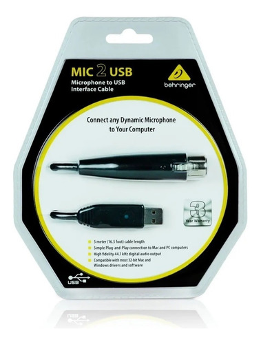 Interfaz Cable Behringer Mic 2 Usb Original Xlr Usb 5 Mts
