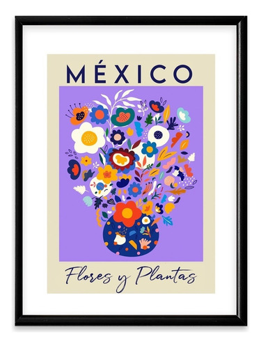 Cuadros Marco Madera Flores Moderno Flower Market Ciudades Color México
