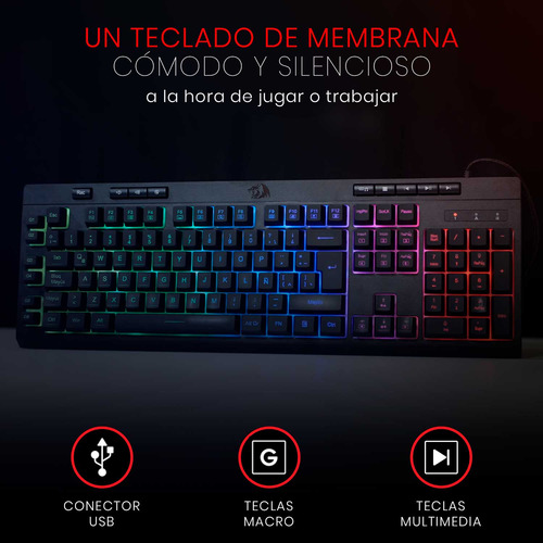 Teclado Gamer Redragon Shiva K512 Rgb, Español La, Negro