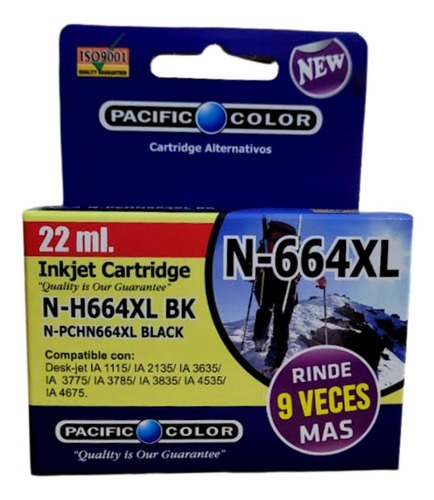 Imagen 2 de 2 de Tinta Hp 664 Xl Negro 22ml Alternativa Pacific C.