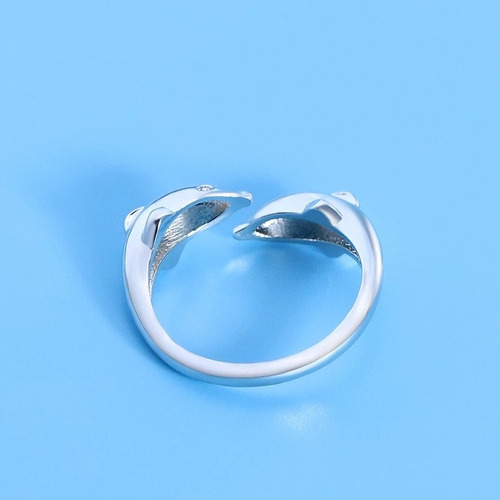 Imagen 5 de 7 de Anillo Delfin Plata 925 Ajustable Joyas Mujer