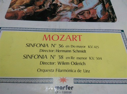 Vinilo Mozart-sinfonia N 36. N 38. Ljp (Usado)