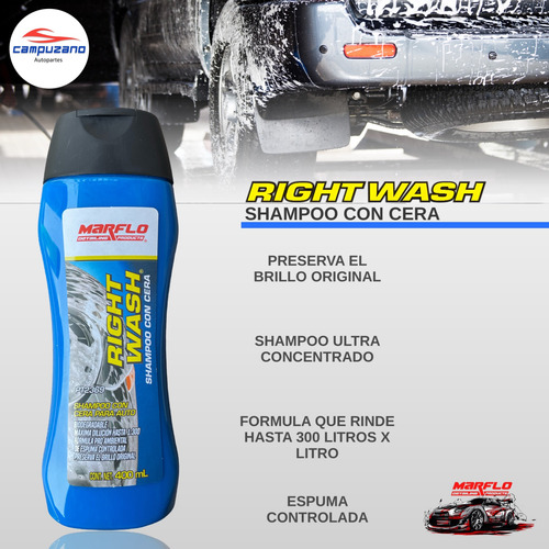 Shampu Automotriz Con Cera Marflo Right Whash 400 Ml