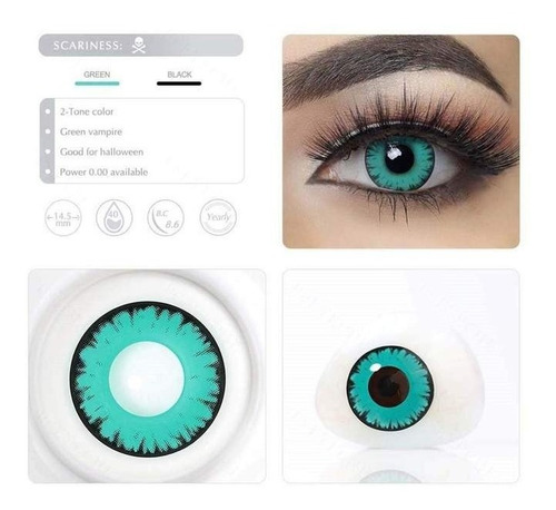 Lentes De Contacto Halloween Ojos Cosplay De Vampiro Verde