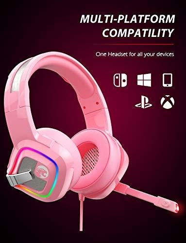 Imagen 7 de 8 de Auriculares Gamer Ziumier Rosa Led Rgb C/mic Ps4 Xbox One Pc