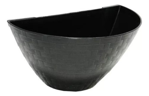 Vaso De Parede Rattan Preto Meia Lua Jardim Vertical 3,3 L