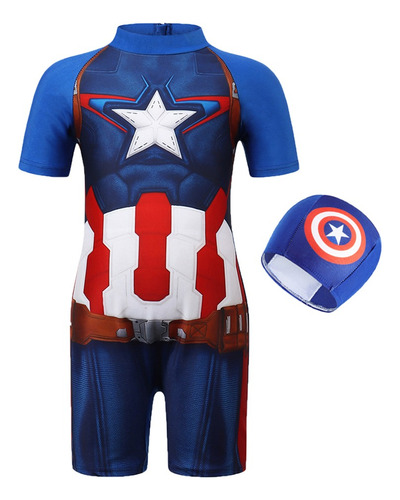 Capitan America Traje De Baño Niño Araña Rashguard Natacion 