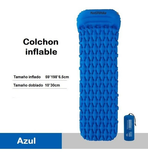 Imagen 2 de 7 de Naturehike - Colchón Inflable 1 Plaza Con Almohada