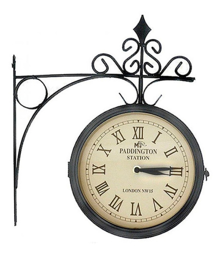 Reloj De Estacion De Pared Vintage Negro Hierro London Pc
