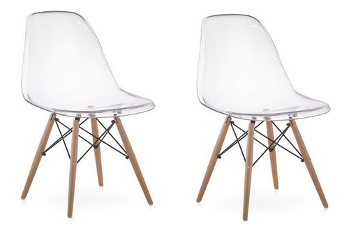 Jogo 2 Cadeiras Charles Eames Transparente Acrílica 