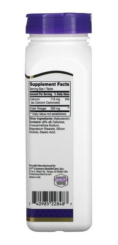 Imagem 2 de 4 de Vinagre De Maçã Importado Concentrado (300mg) - 250 Compr
