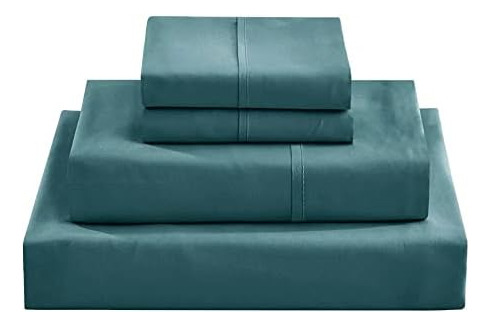 Mixinni Juego De Sábanas De 4 Piezas King Size Azul Pavo Rea