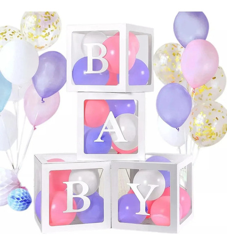 Caja De Decoración De Globos Transparentes Para Bebés Con Le