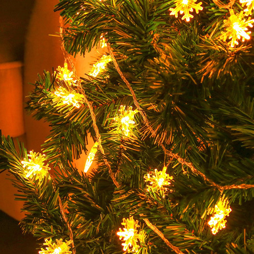 Cadena De Luces Led Con Forma De Copo De Nieve Para Exterior