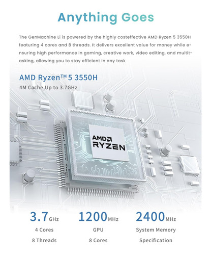 Genmachine Mini Pc Amd Ryzen H Mini Computadoras De Hasta 3.