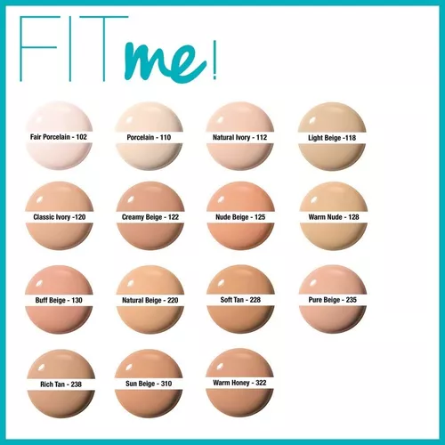 BASE DE MAQUILLAJE MAYBELLINE FIT ME MATE PURE BEIGE