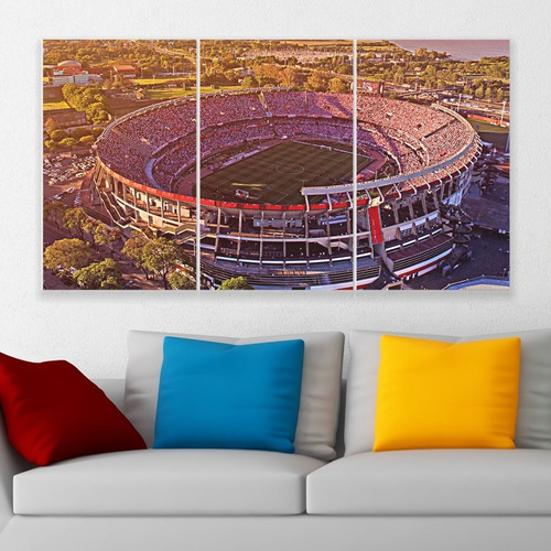 Cuadro Triptico River Plate Estadio Monumental Canvas Art