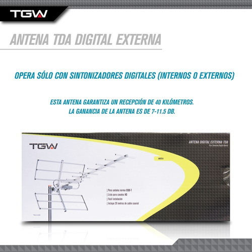Kit Antena Tda Tagwood Digital Externa + 20mts Cable Coaxial