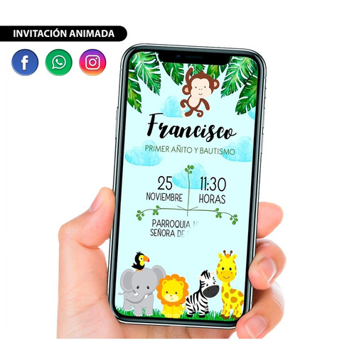 Invitación Animada Digital Cumple - Animales Selva Jungla