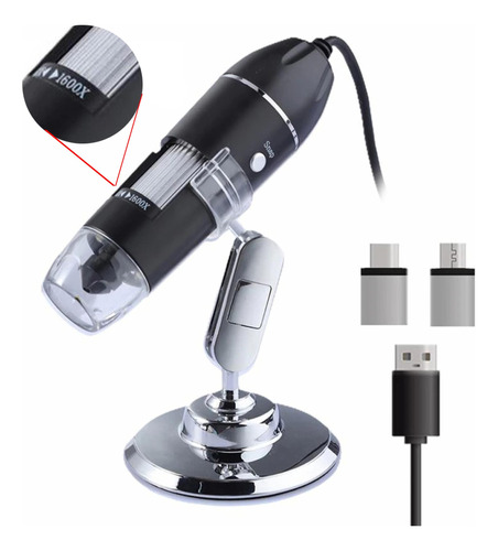 Microscopio  Digital Usb Portatil 1600x Zoom Hd Led Soporte