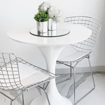 Comprar Mesa De Comedor Tulip Mdf Laqueado 70 Cm Diámetro Blanco Blanco