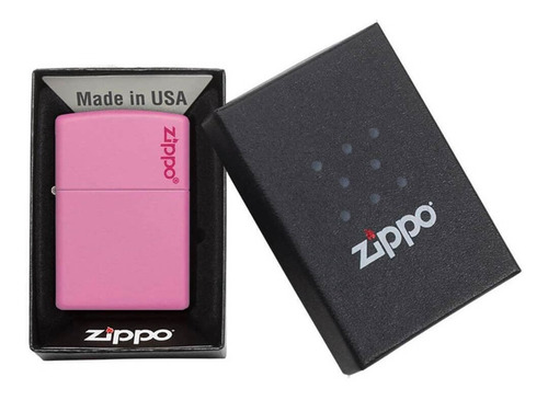 Encendedor Zippo Rosado Mate Con Logo Zippo Rosa