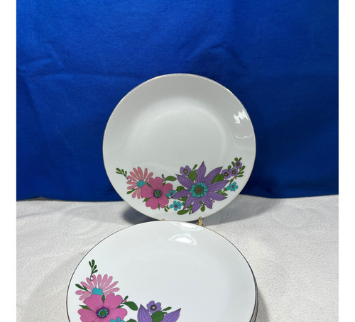 Platos Playos Porcelana Verbano Floreados X6