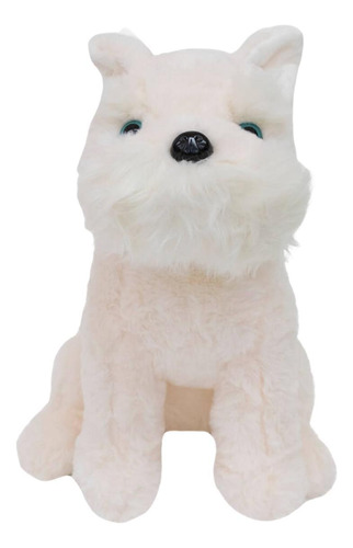 Cachorro Branco Schnauzer Sentado 28cm - Pelúcia