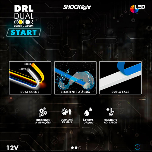 Par Fita Led Dual Color 75cm 3000k 6000k 12v