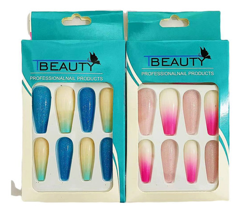 Uñas Postizas J, Reutilizables, Se Pegan En Uñas*12pcs