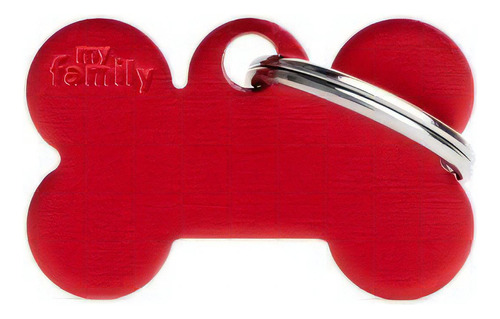 Chapas Identificatoria Para Mascotas My Family Small Bone Rojo Grabado Instantáneo