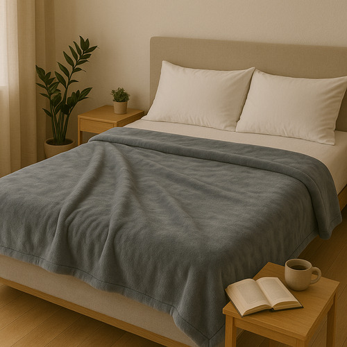 Kit 2 Cobertor Casal Corttex Turim Soft Macio Toque De Seda Liso Cinza