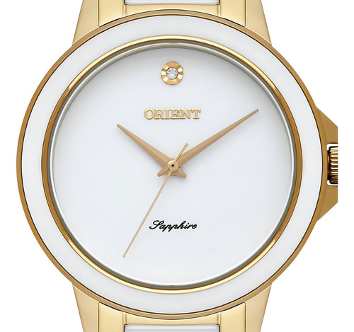 Relogio Feminino Dourado E Branco Orient Analógico Original