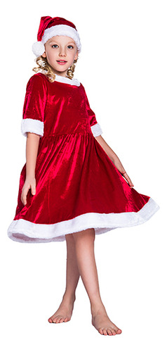 Vestido Navidad Niña Vestido Terciopelo Rojo Vestido Fiesta Nochebuena