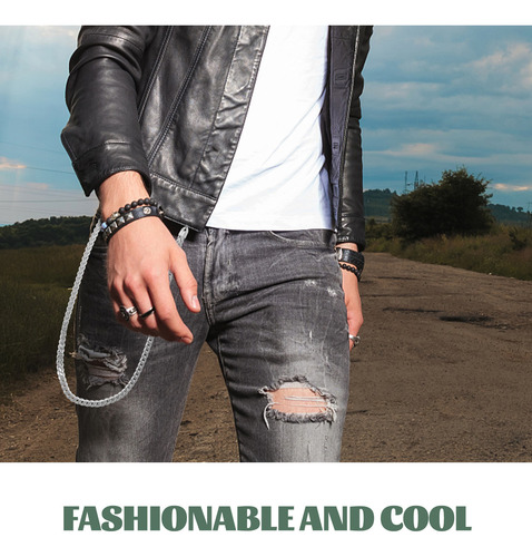 Pantalones De Hip Hop Punk Con Cadena De Cadena Para Hombre,