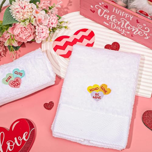 2 Toallas De Mano De San Valentín De Algodón Bordadas Con Co