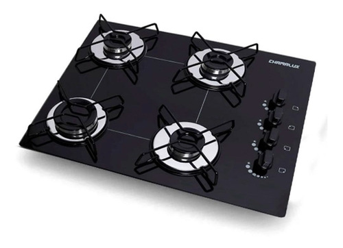Fogão cooktop gás Chamalux 4 bocas ultra chama preto 127V/220V