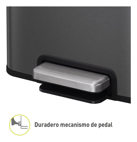 Bote Basura Tapa Acero Inoxidable Eko 12 L Pedal Color Metalico