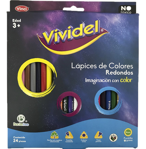 Lapices De Colores Vividel Redondos Vinci Caja C/24 Piezas