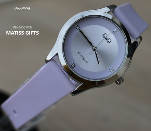 Reloj Mujer Qq Moderno Acero Niquelado Correa Silicona