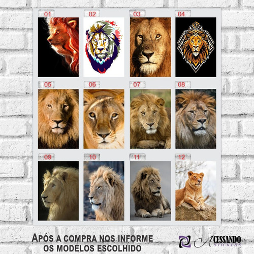 Imagem 1 de 8 de 5 Pôsteres Decorativos Animais Selvagem Leão - 20x30 Cm