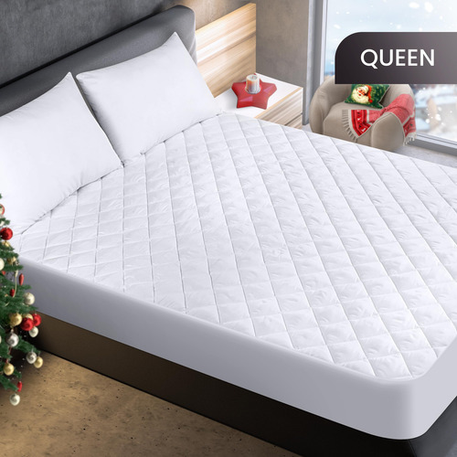 Cubrecolchón Acolchado Elástico Y Ajustable Para Queen Blanco Diseño De La Tela Súper King