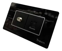 Comprar Toma Coaxial Con Toma Rj45 Acrílico Negro Troen