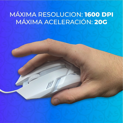 Imagen 5 de 10 de Mouse Gamer Ergonómico Usb Periférico Pc 1600 Dpi Óptico