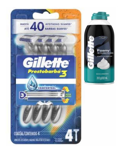 Pack Rastrillo Prestobarba 3 + Espuma Para Afeitar Gillette