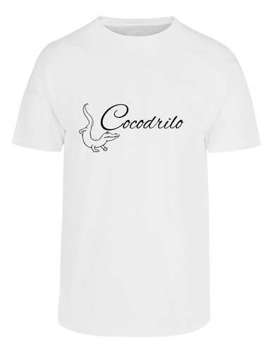 Playera Cuello Redondo Diseño De Cocodrilo Minimalista