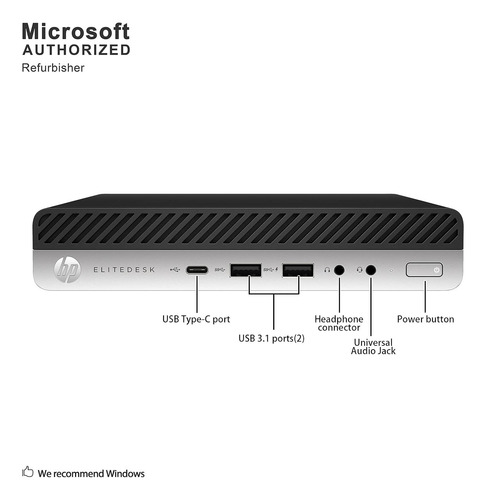 Hp Elitedesk 800 G3 Mini Pc Core I5 16gb 256gb Ssd Teclado (Reacondicionado)