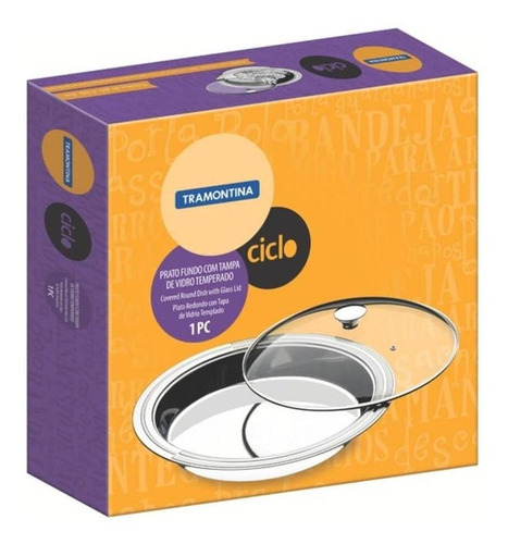Plato hondo Cyclo con tapa de cristal